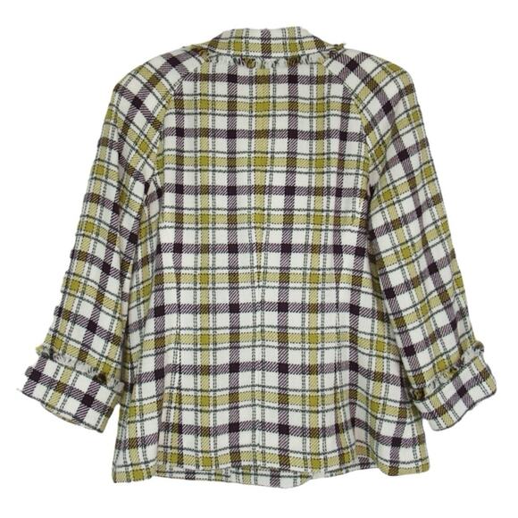 PENDLETON Plaid Tweed Jacket Double Breasted Fringe Trim Women’s Size 12 - Picture 2 of 10